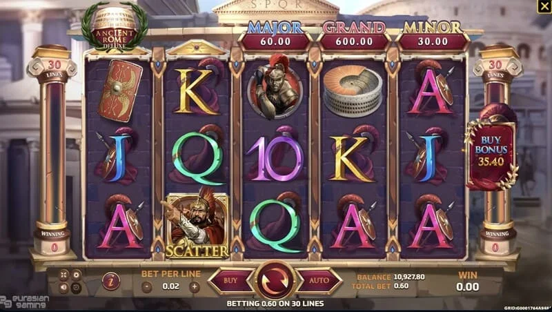 Ancient Rome Deluxe AI – Scatter a roztočení zdarma